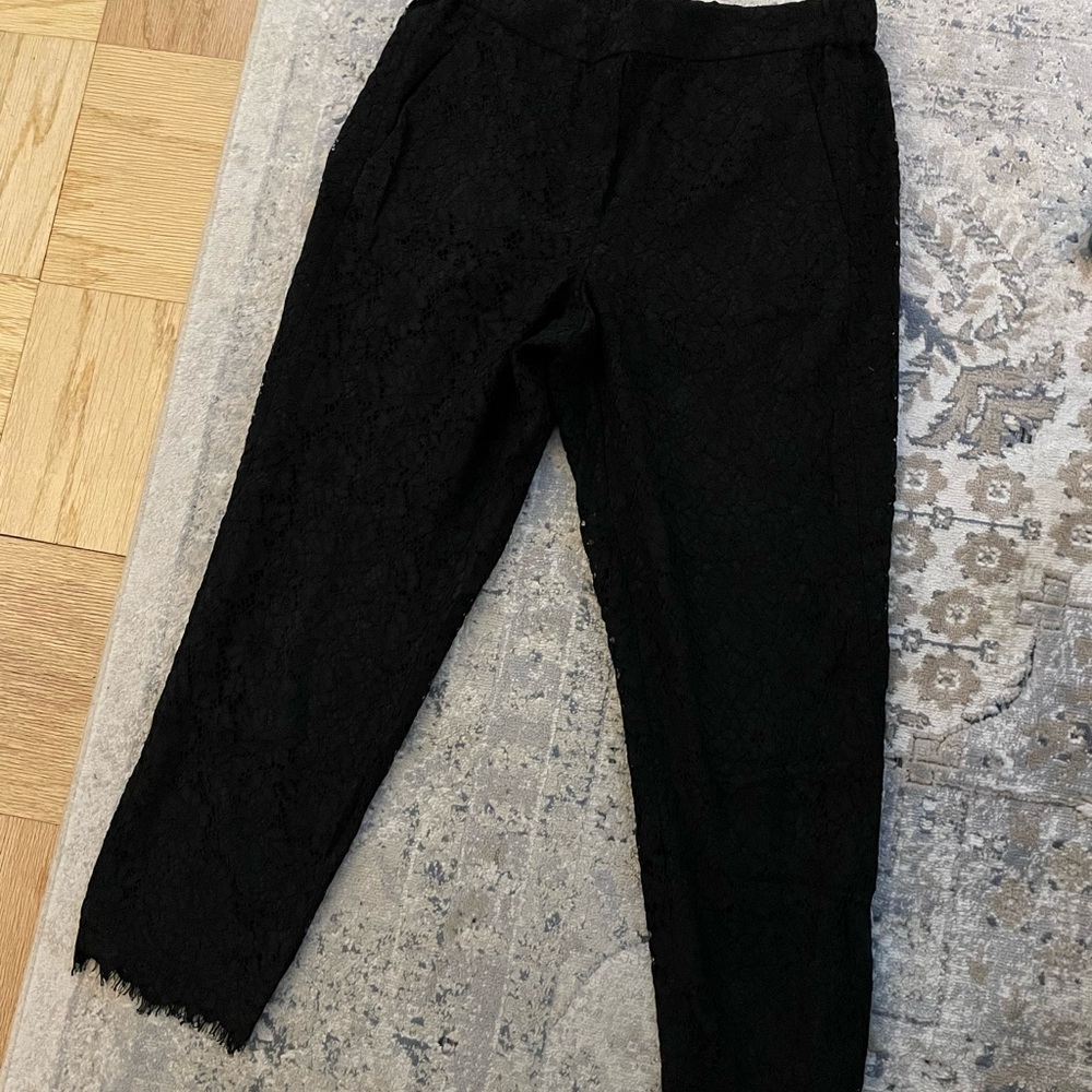 J CREW Peyton Black Lace Elastic Waist Pants size 8